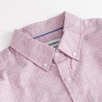 Розовая мужская рубашка добби с длинным рукавом